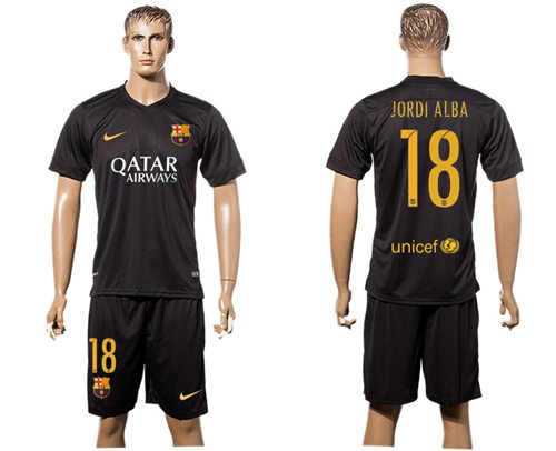 Barcelona #18 Jordi Alba Black Soccer Club Jersey - Click Image to Close